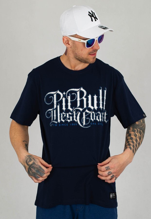T-shirt Pit Bull Skull Dog 18 granatowy
