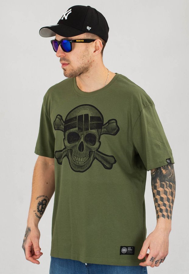 T-shirt Pit Bull Skull Wear oliwkowy