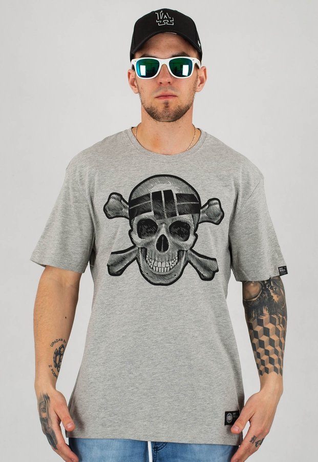 T-shirt Pit Bull Skull Wear szary melanż