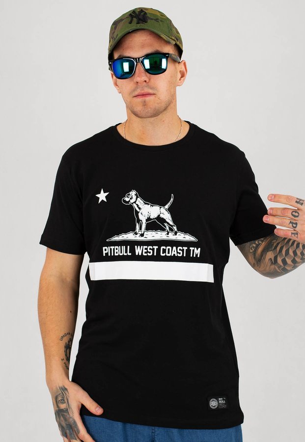T-shirt Pit Bull Slim Fit Lycra Cal Flag czarny
