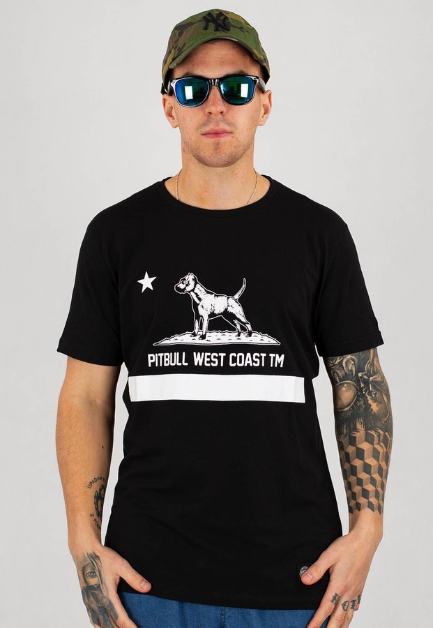 T-shirt Pit Bull Slim Fit Lycra Cal Flag czarny