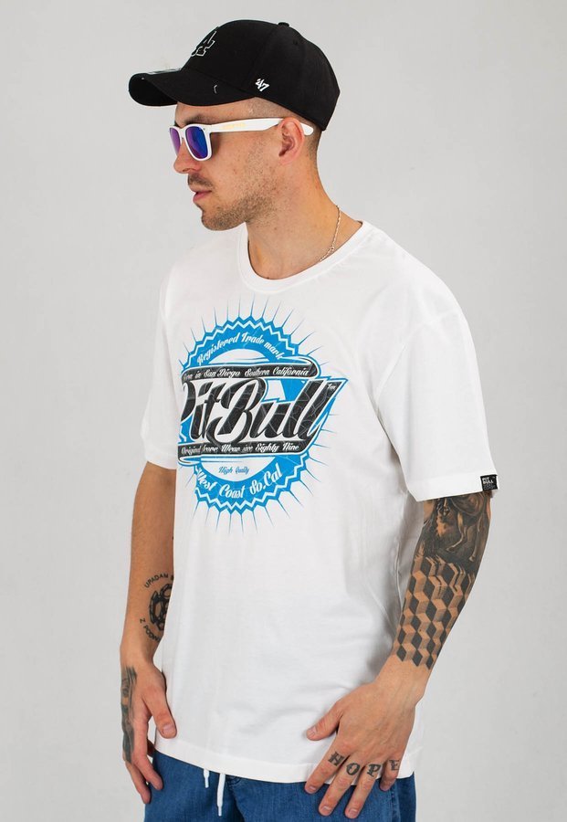 T-shirt Pit Bull Stamp 16 biały