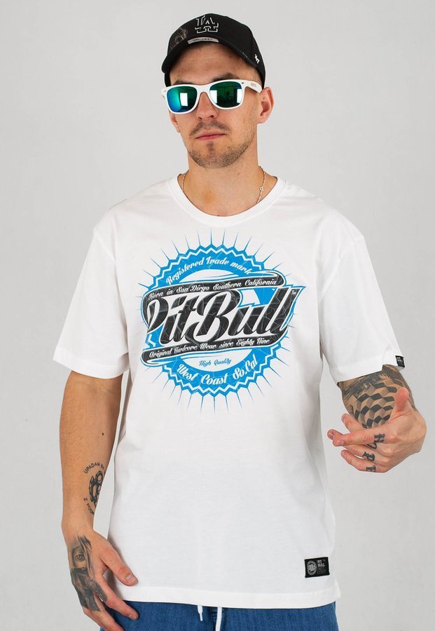 T-shirt Pit Bull Stamp 16 biały