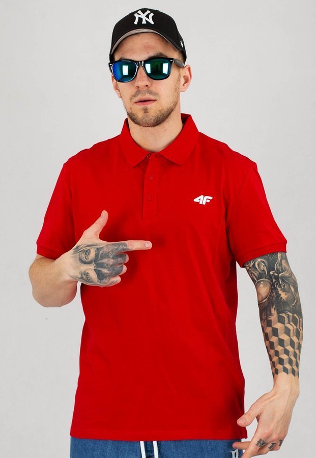 T-shirt Polo 4F TSM007 czerwony