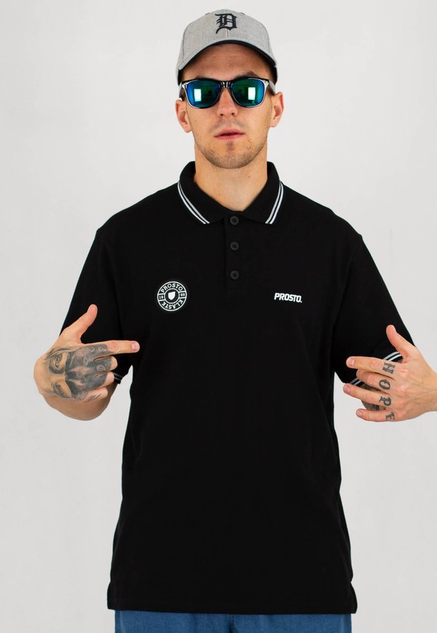T-shirt Polo Prosto Clubz czarny