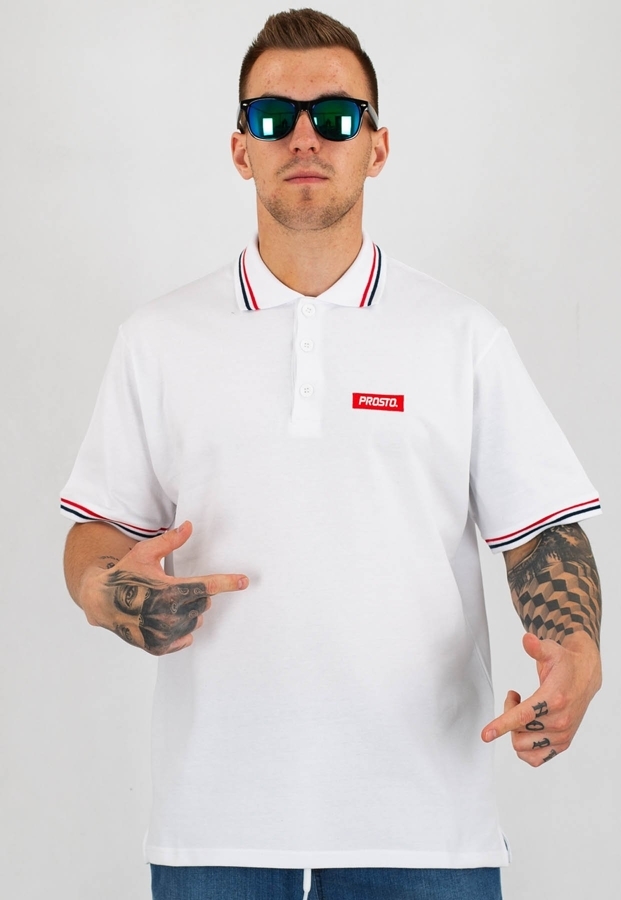 T-shirt Polo Prosto Geeza biały