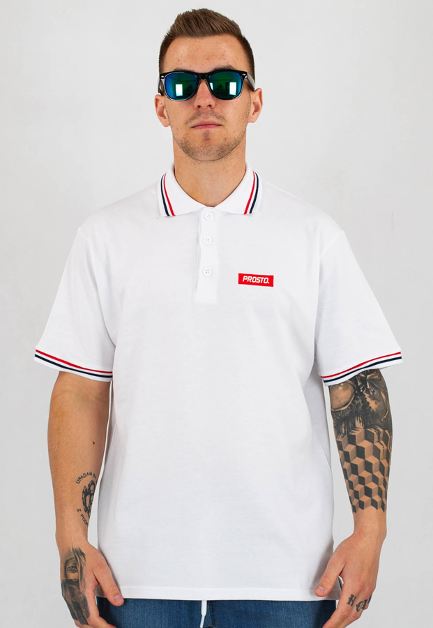 T-shirt Polo Prosto Geeza biały