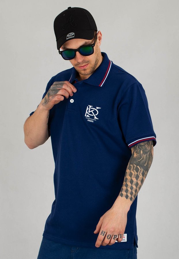 T-shirt Polo Prosto Mono ciemno niebieski