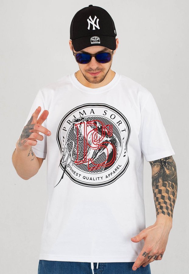 T-shirt Prima Sort Snake biały