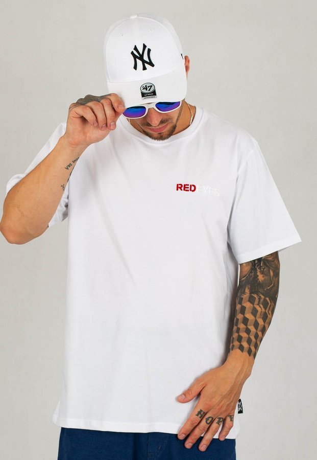 T-shirt Red Eyes Fuck Off biały