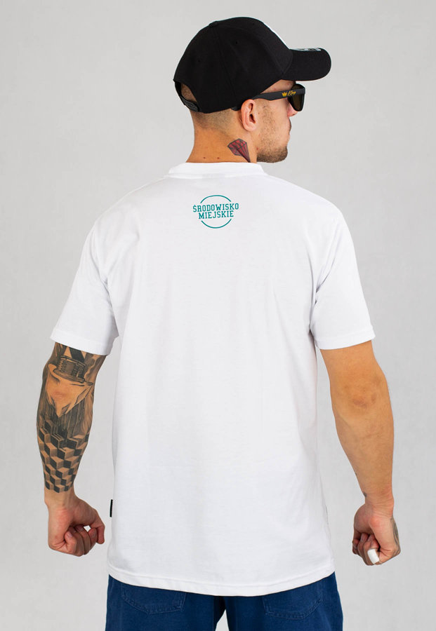 T-shirt Środowisko Miejskie Classic Cut biało turkusowy
