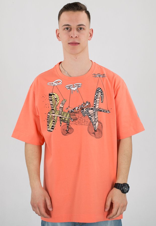 T-shirt Stoprocent Baggy Dron Tag coral