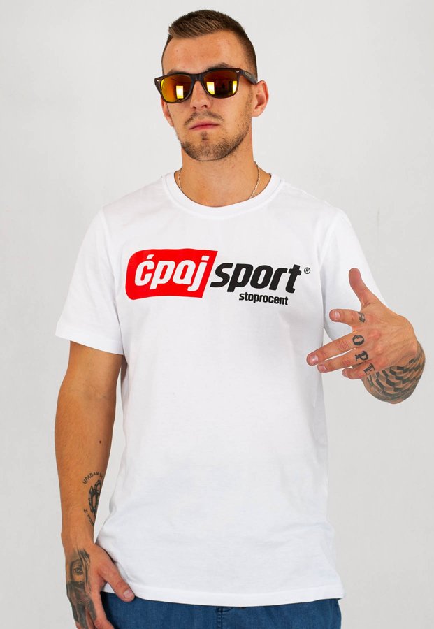 T-shirt Stoprocent Regular Ćpaj Sport biały