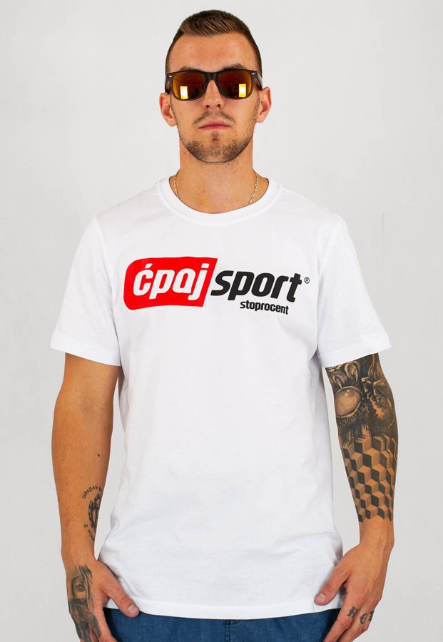 T-shirt Stoprocent Regular Ćpaj Sport biały