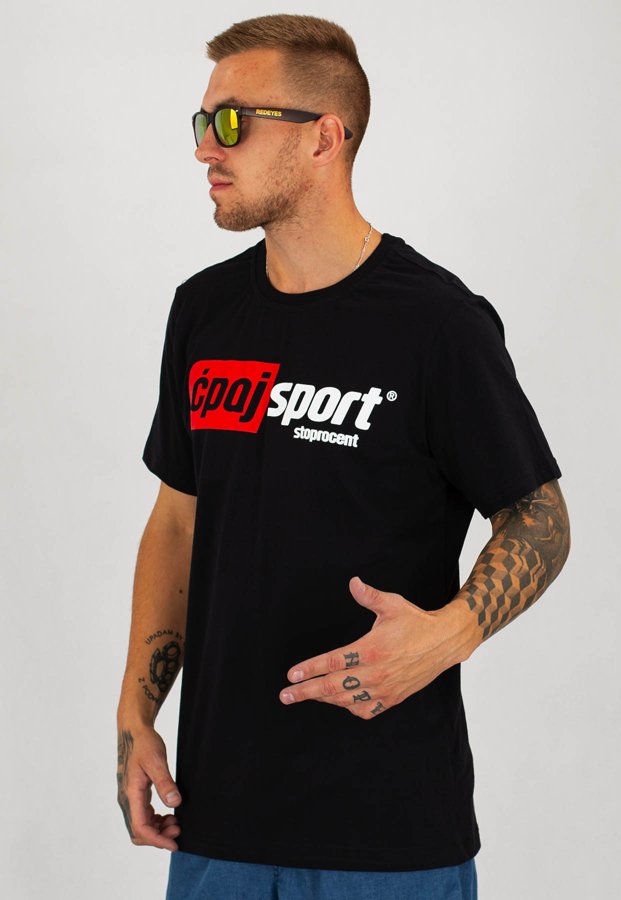 T-shirt Stoprocent Regular Ćpaj Sport czarny