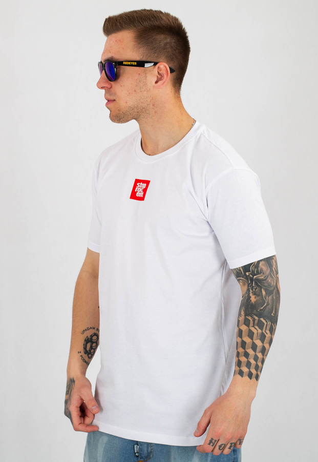 T-shirt Stoprocent Slim BaseCube biały