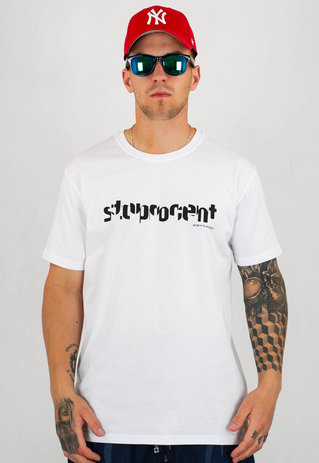 T-shirt Stoprocent Slim Chopped biały