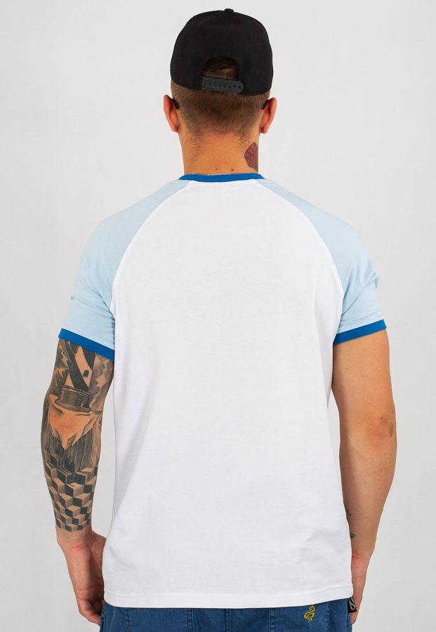 T-shirt Stoprocent Slim Electro biało miętowy