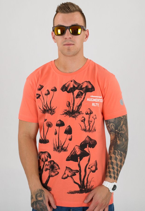 T-shirt Stoprocent Slim Shrooms coral