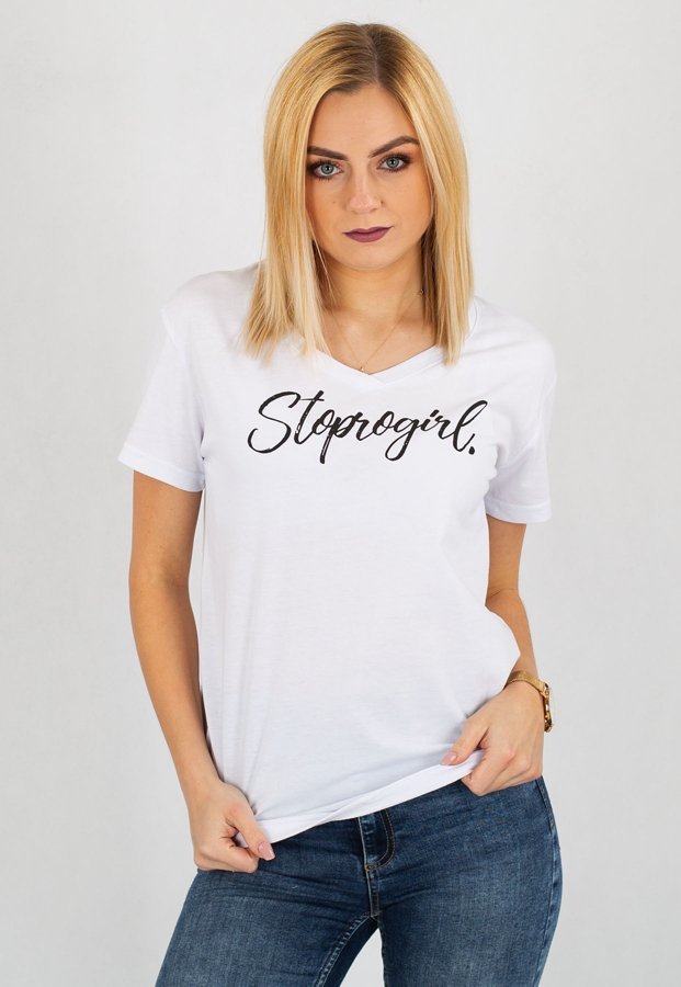T-shirt Stoprocent Stoprogirl biały