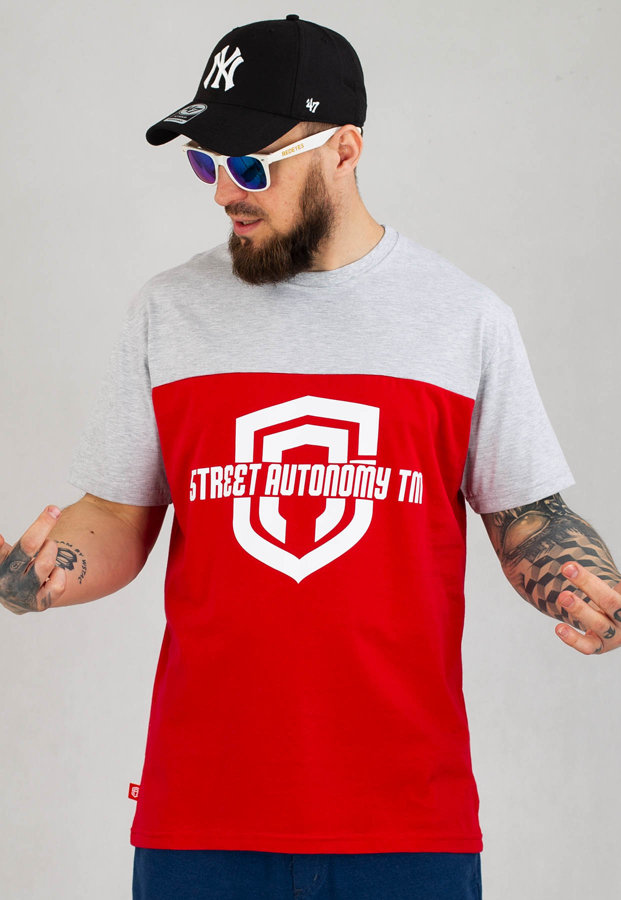 T-shirt Street Autonomy Classest szaro czerwony