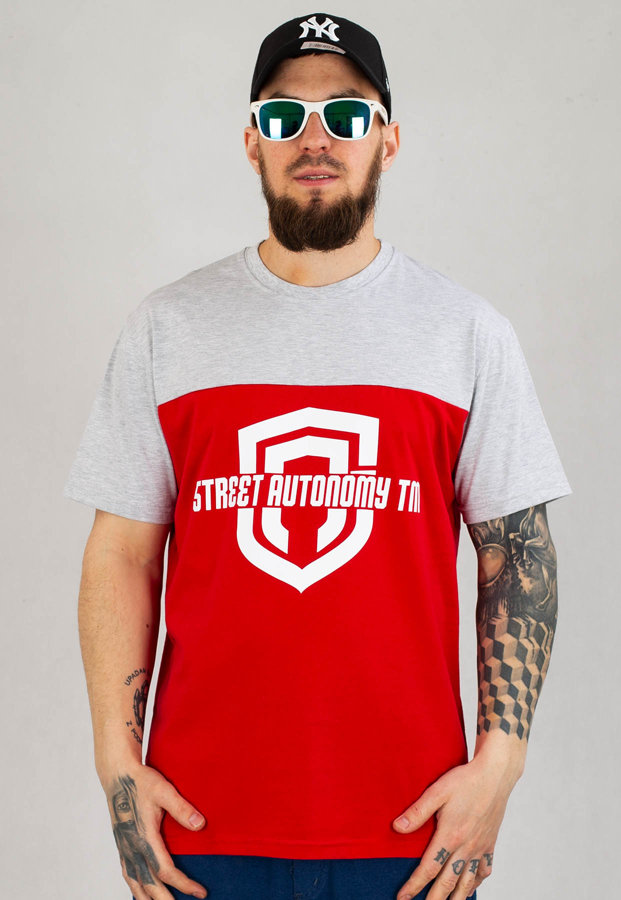 T-shirt Street Autonomy Classest szaro czerwony