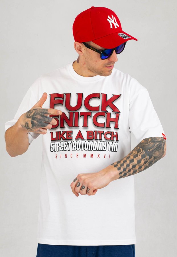 T-shirt Street Autonomy Fuck Snitch biały