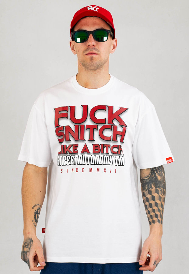 T-shirt Street Autonomy Fuck Snitch biały
