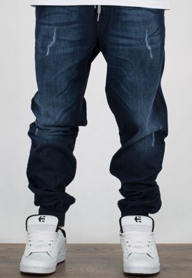 Spodnie SSG Premium Joggery Slim Jeans Wycierane Z Gumą dark przecierane