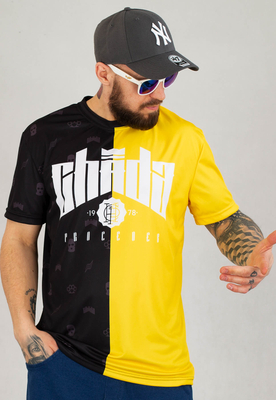 T-shirt Chada Pattern Split czarno żółty