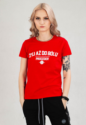 T-shirt Chada Żyj Aż Do Bólu czerwony