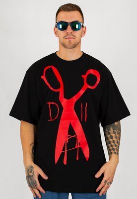 T-shirt Demonologia Nożyczki czarno czerwony