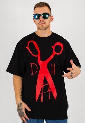 T-shirt Demonologia Nożyczki czarno czerwony