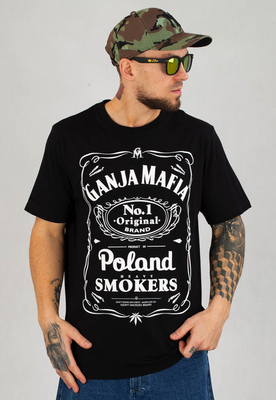 T-shirt Ganja Mafia Heavy Smokers czarno biały