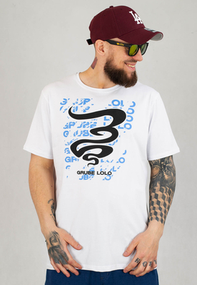 T-shirt Grube Lolo Dymek Fonts biały
