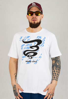 T-shirt Grube Lolo Dymek Fonts biały