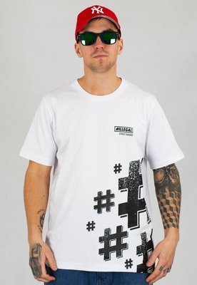 T-shirt Illegal Hashtag biały 