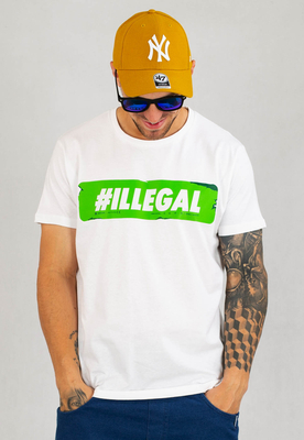 T-shirt Illegal #Illegal Vlepa biały