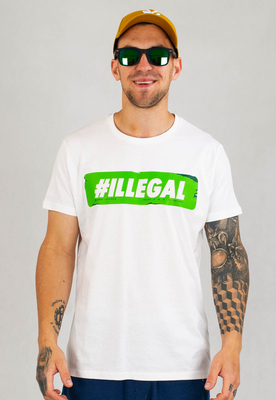 T-shirt Illegal #Illegal Vlepa biały