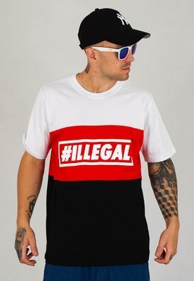 T-shirt Illegal Klasyk Box Trio biało czarno czerwony