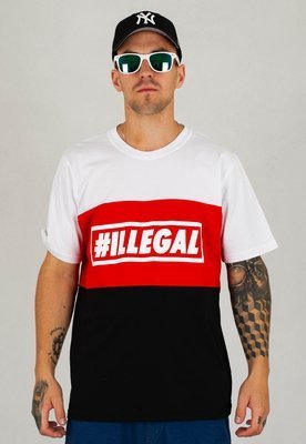 T-shirt Illegal Klasyk Box Trio biało czarno czerwony