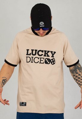T-shirt Lucky Dice Logo beżowy