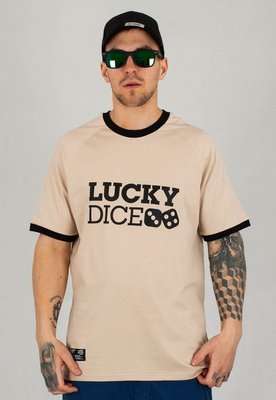 T-shirt Lucky Dice Logo beżowy