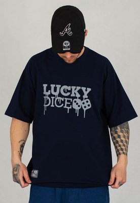 T-shirt Lucky Dice Painted Logo granatowy
