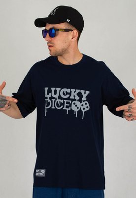 T-shirt Lucky Dice Painted Logo granatowy
