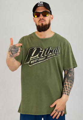 T-shirt Pit Bull Denim Washed Brand oliwkowy