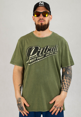 T-shirt Pit Bull Denim Washed Brand oliwkowy