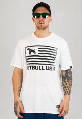 T-shirt Pit Bull Pitbull USA biały