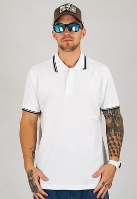 T-shirt Polo Niemaloga Stripes biało czarny