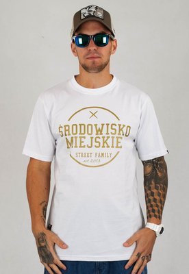 T-shirt Środowisko Miejskie Theme biało złoty